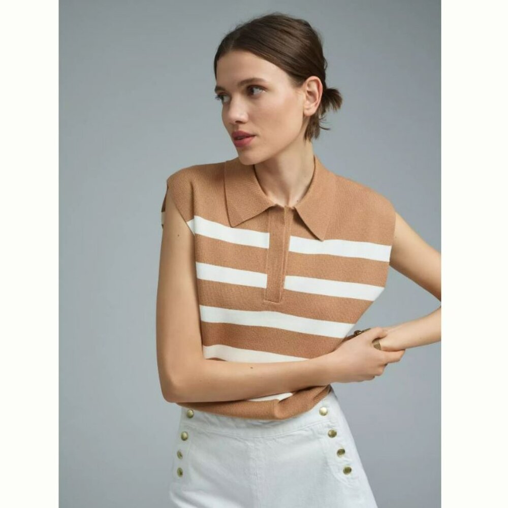 Anthropologie | Maeve Stripe Collared Sleeveless Sweater Vest | Large